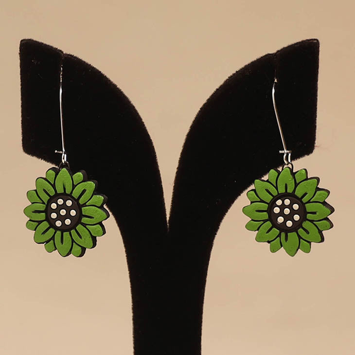 Bishnupur handpainted flower shape terracotta earrings 99
