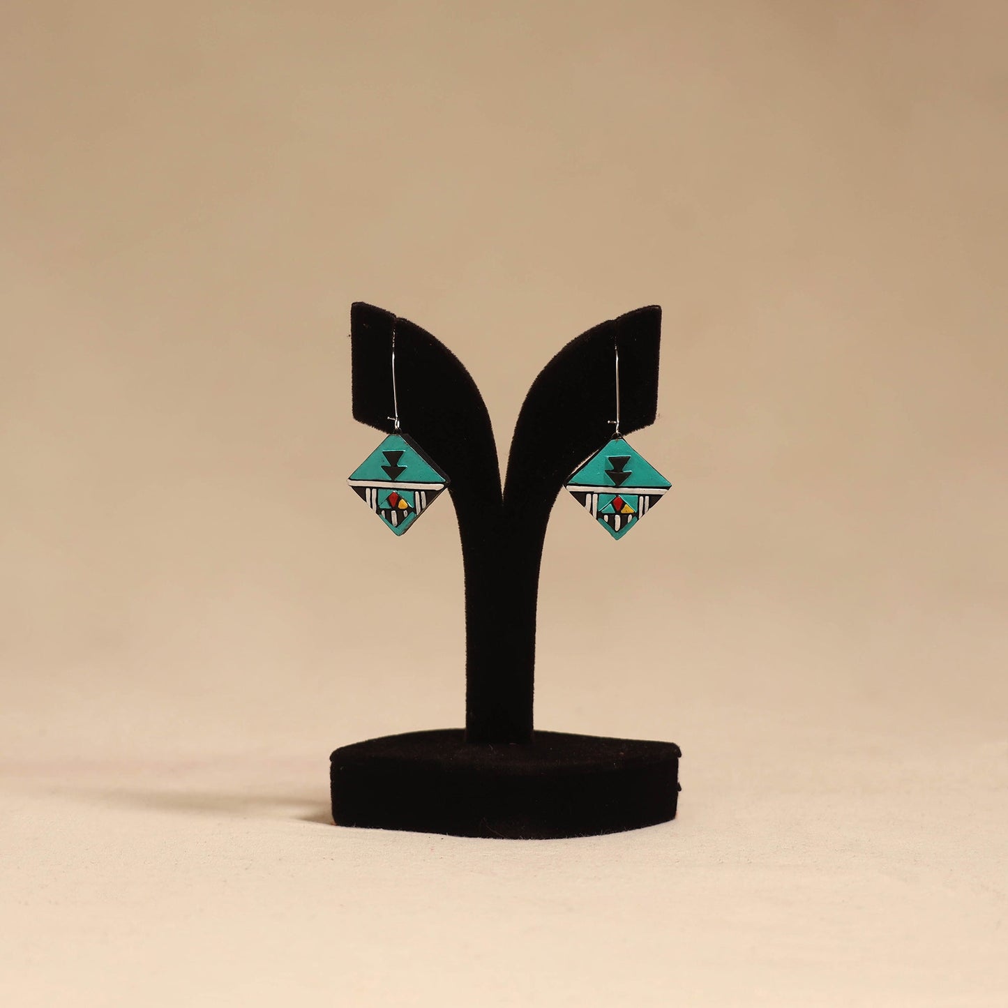 Bishnupur handpainted terracotta earrings 113 - handcrafted