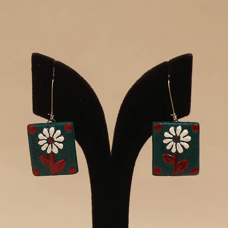 Bishnupur handpainted terracotta earrings 127 - handcrafted
