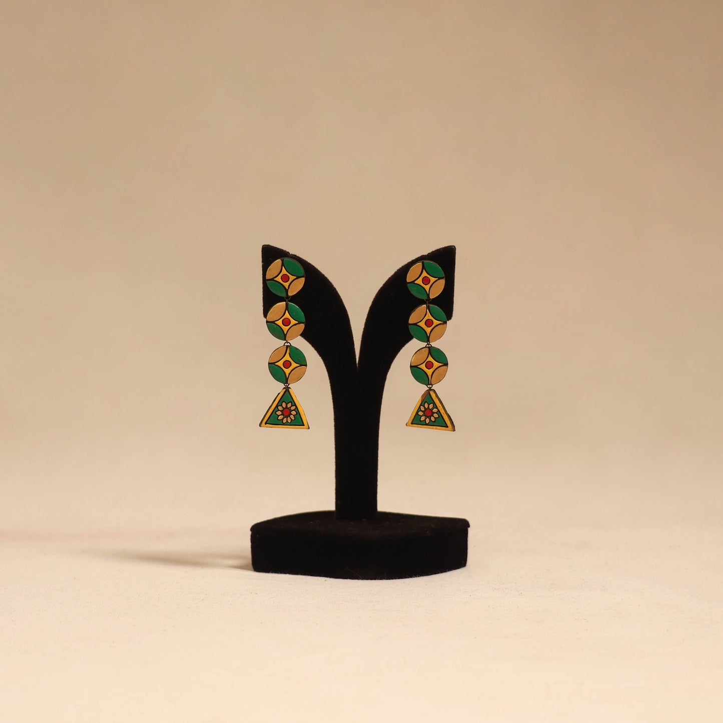 Bishnupur handpainted terracotta earrings 152 - handcrafted