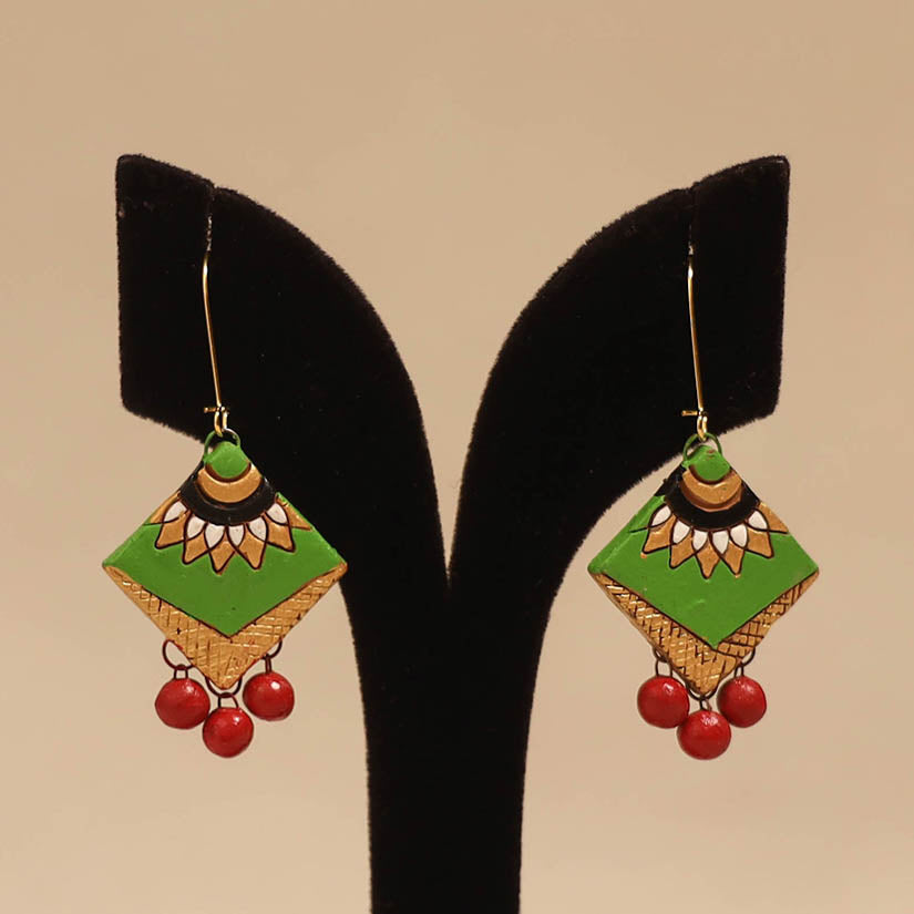 Bishnupur handpainted terracotta earrings 164 - handcrafted