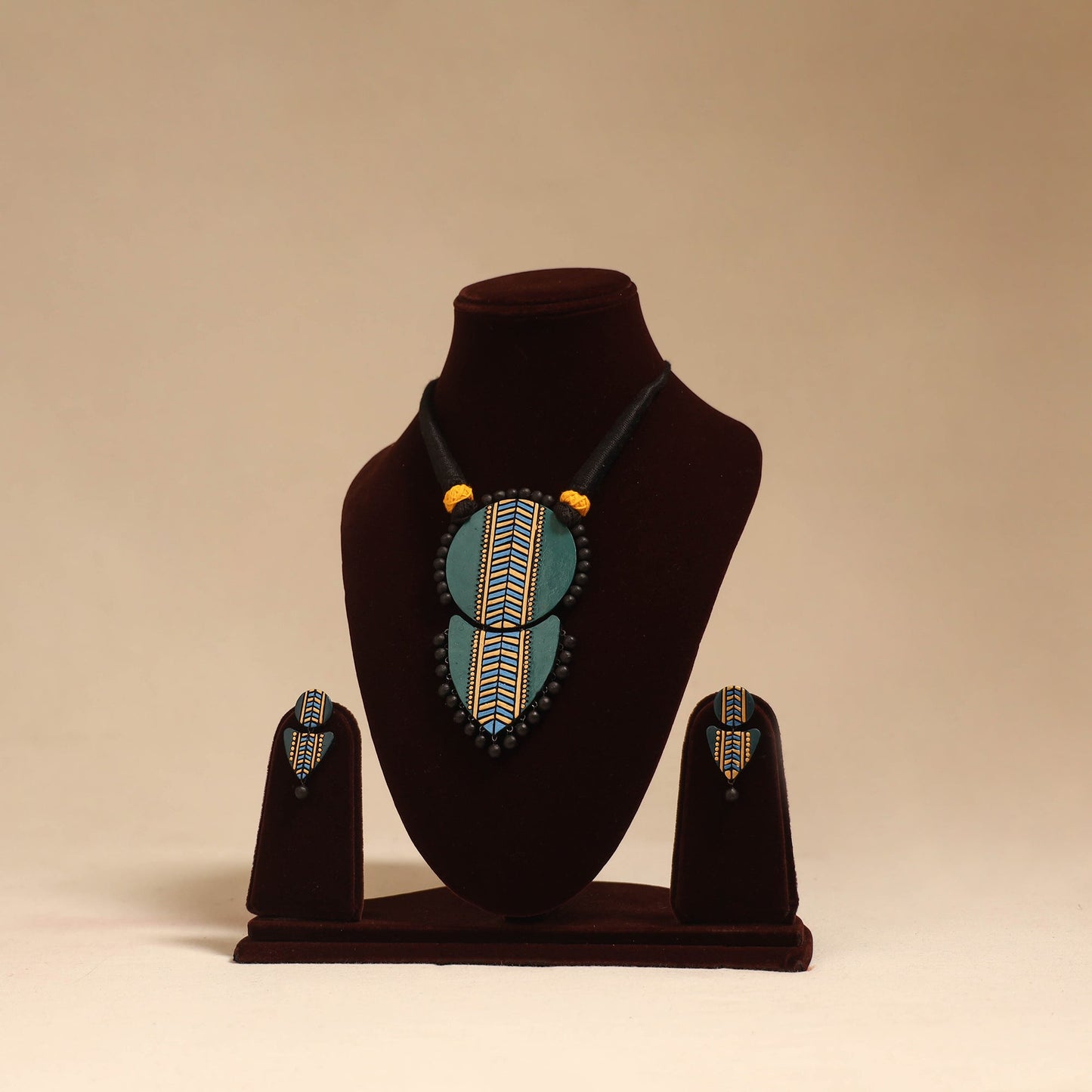 Bishnupur handpainted terracotta necklace set 21