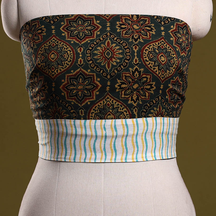 Block print cotton ajrakh blouse piece 10 - handcrafted