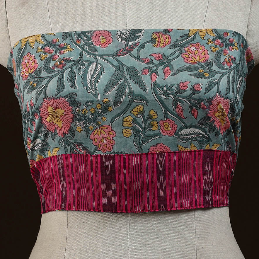 Block print cotton sanganeri blouse piece 09 - handcrafted