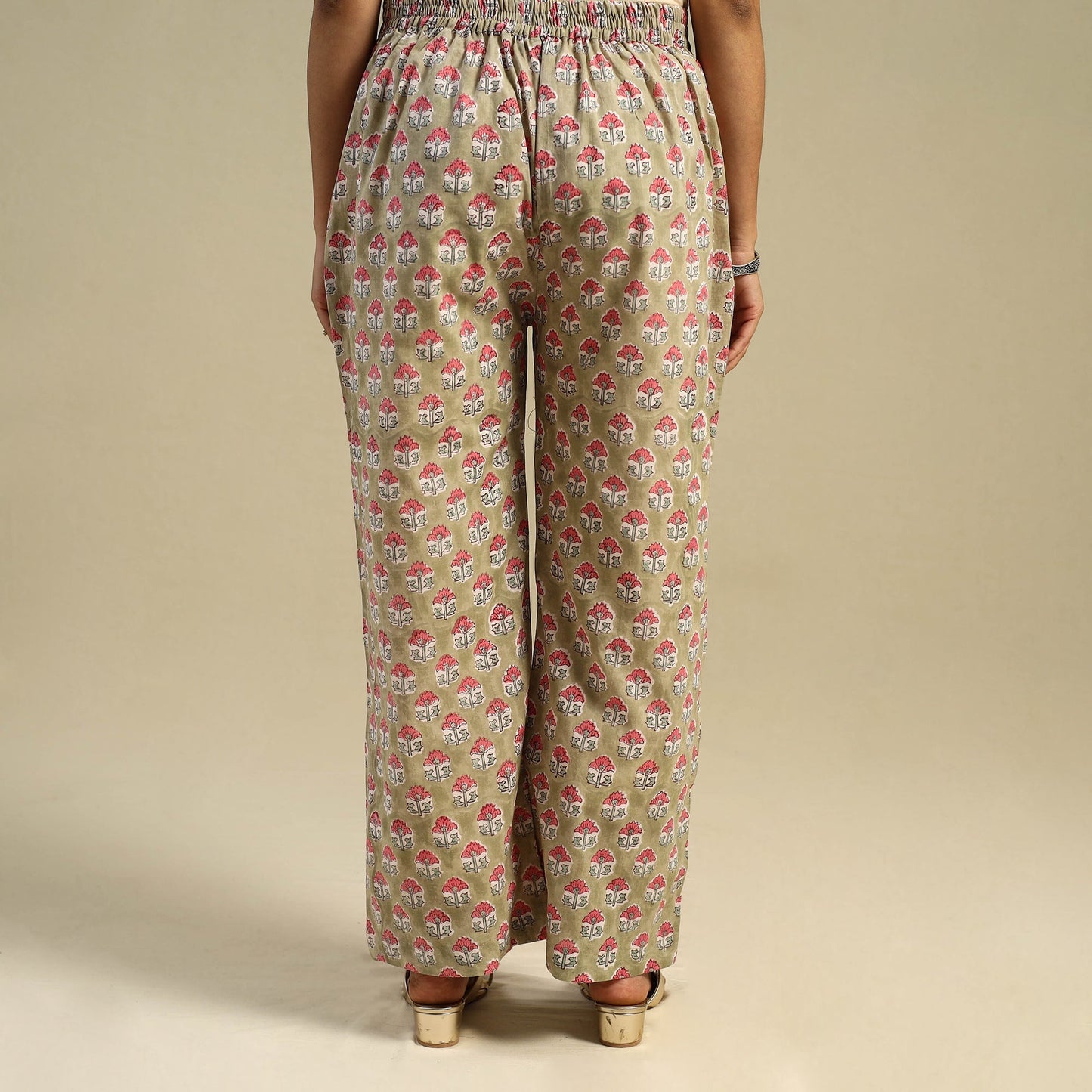 Green Block Print Cotton Sanganeri Palazzo