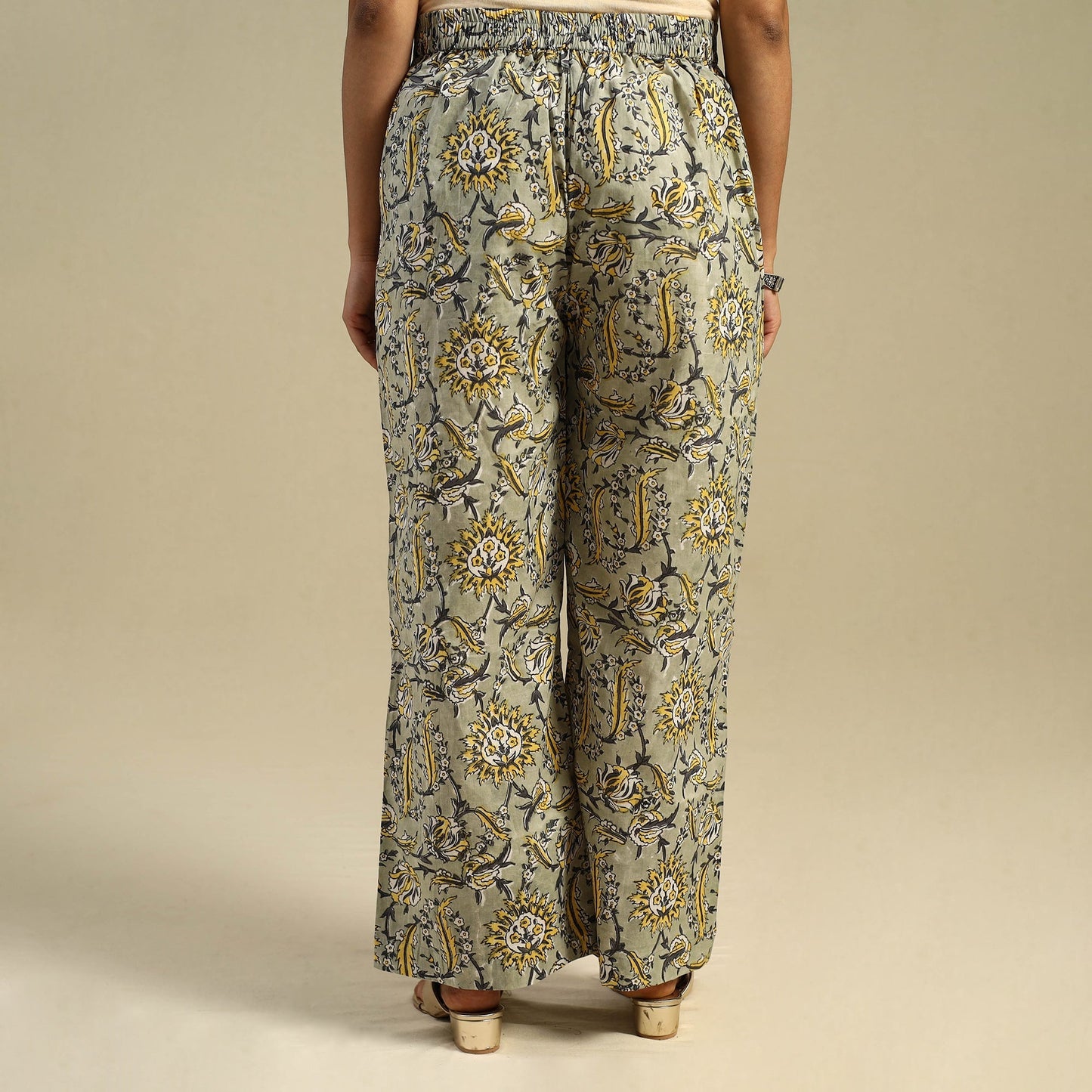 Green Block Print Cotton Sanganeri Palazzo