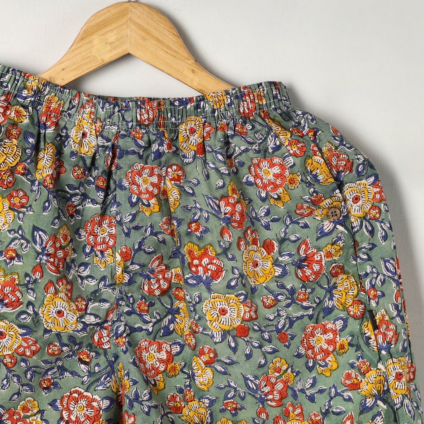 Green Block Print Cotton Unisex Sanganeri Shorts/Boxer