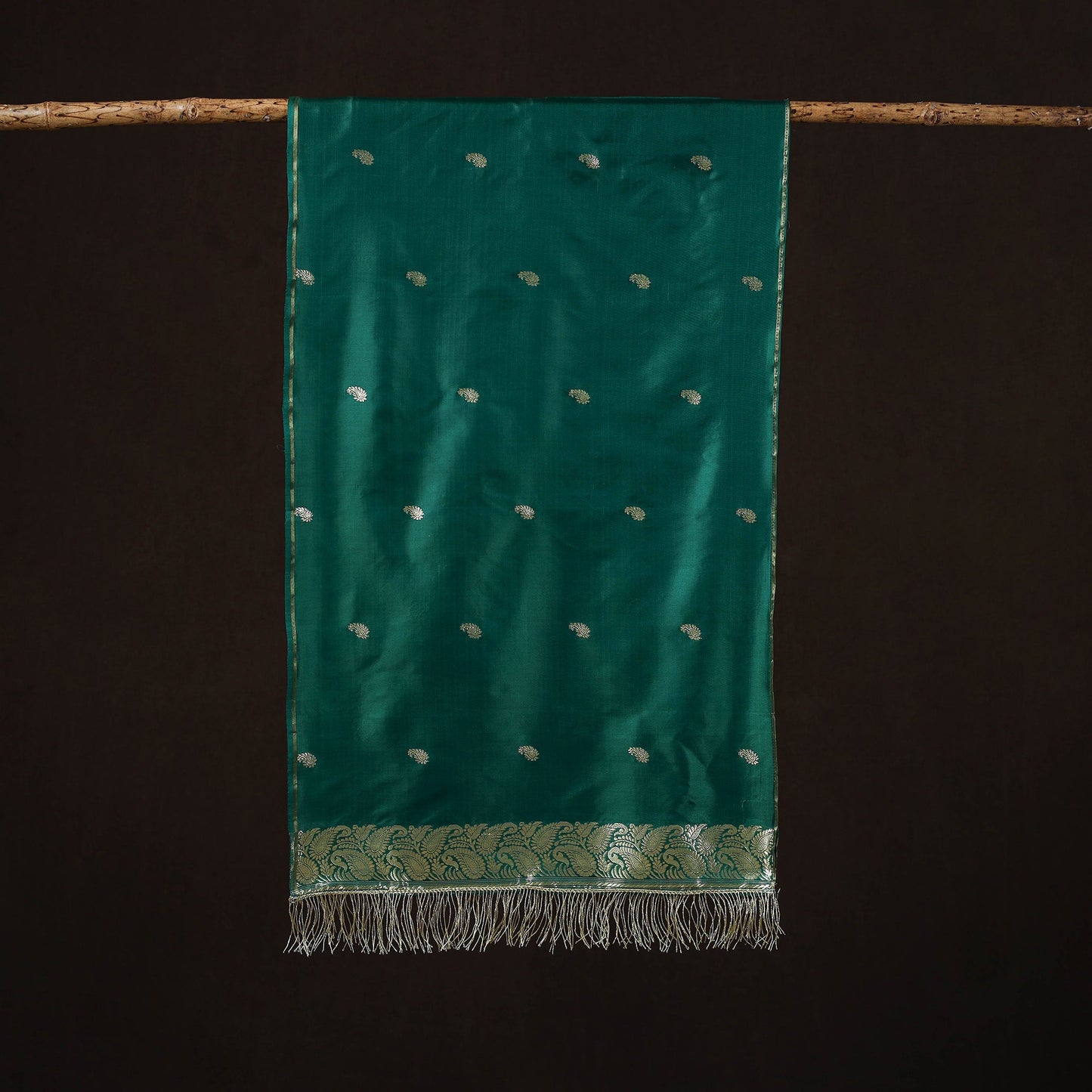 Green - brocade handloom pure silk banarasi stole