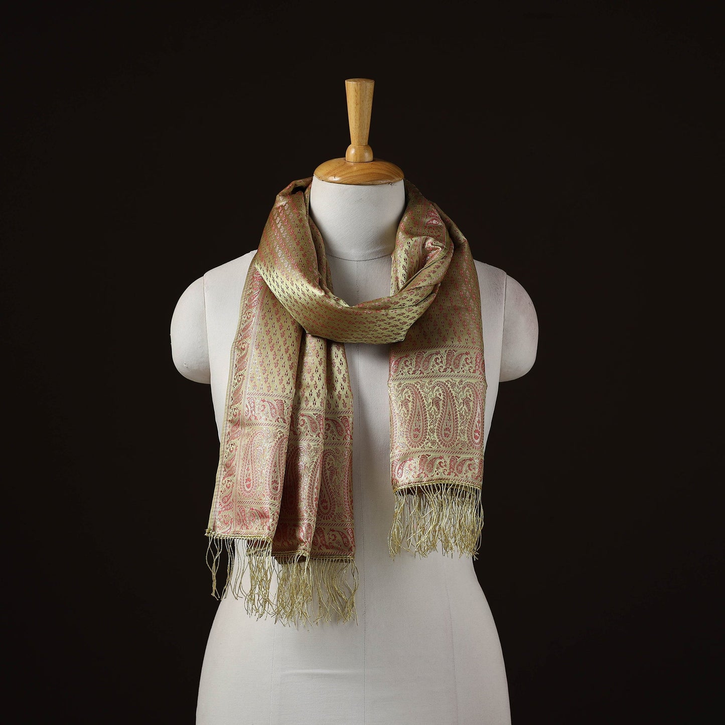 Brocade handloom semi silk banarasi stole 06 - handcrafted