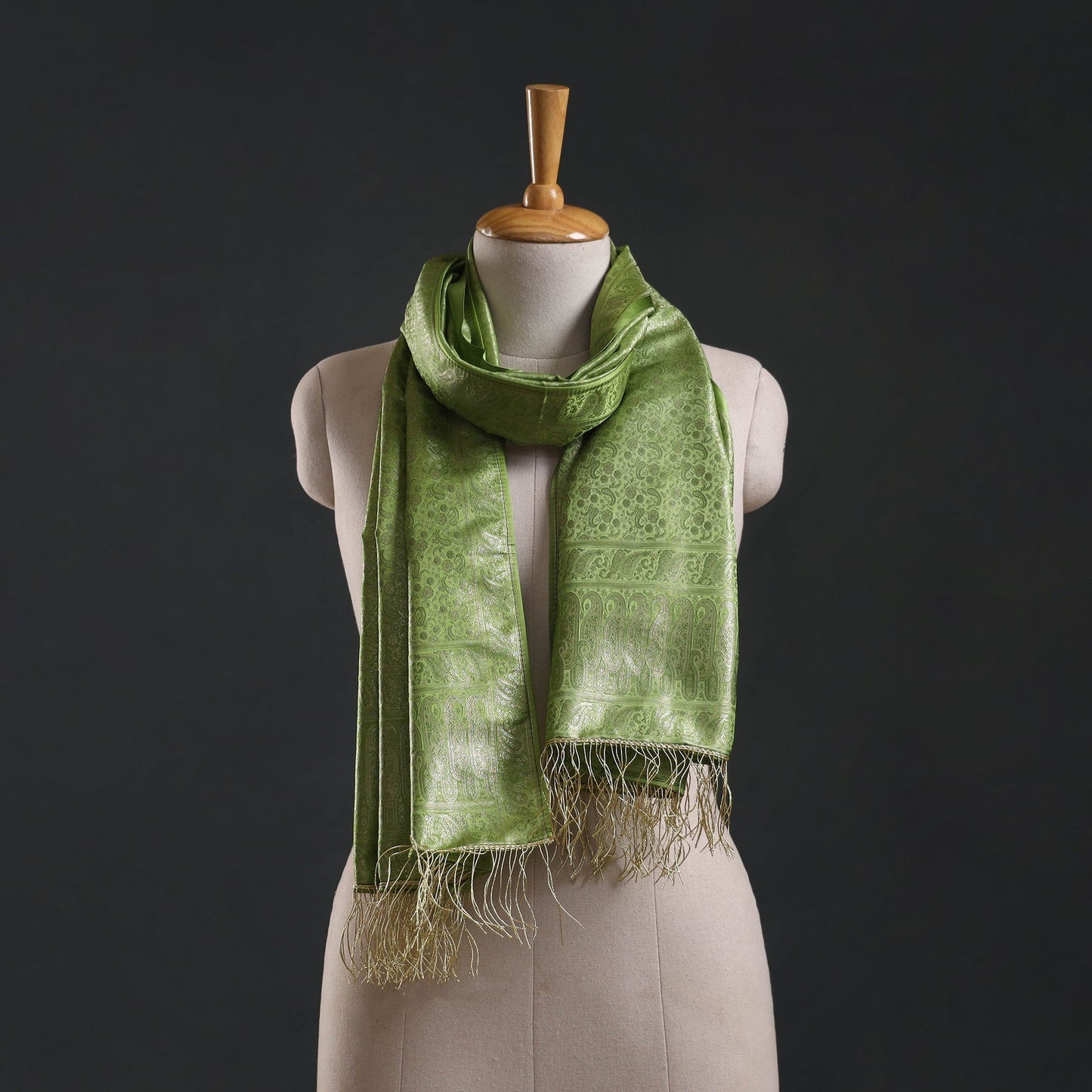 Brocade handloom semi silk banarasi stole 23 - handcrafted