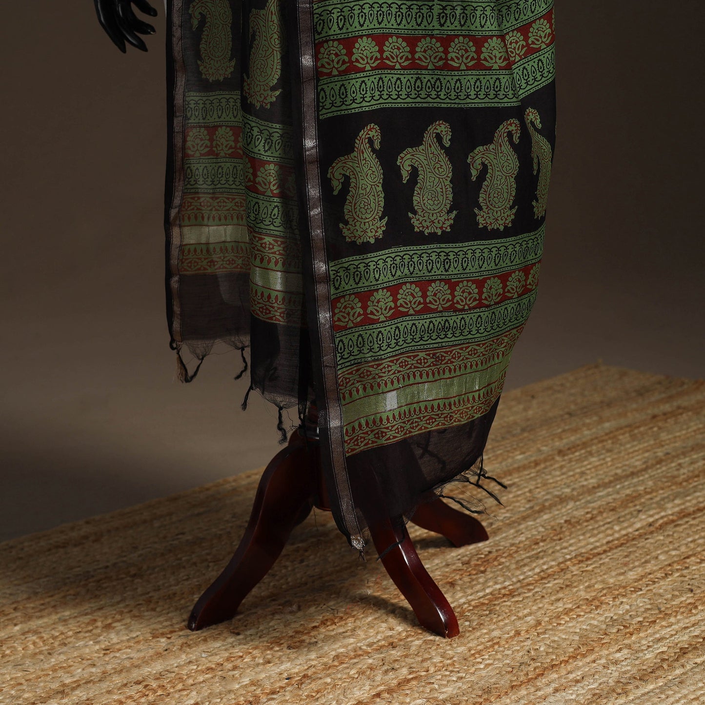 Chanderi silk bagh natural dyed dupatta with zari border 50