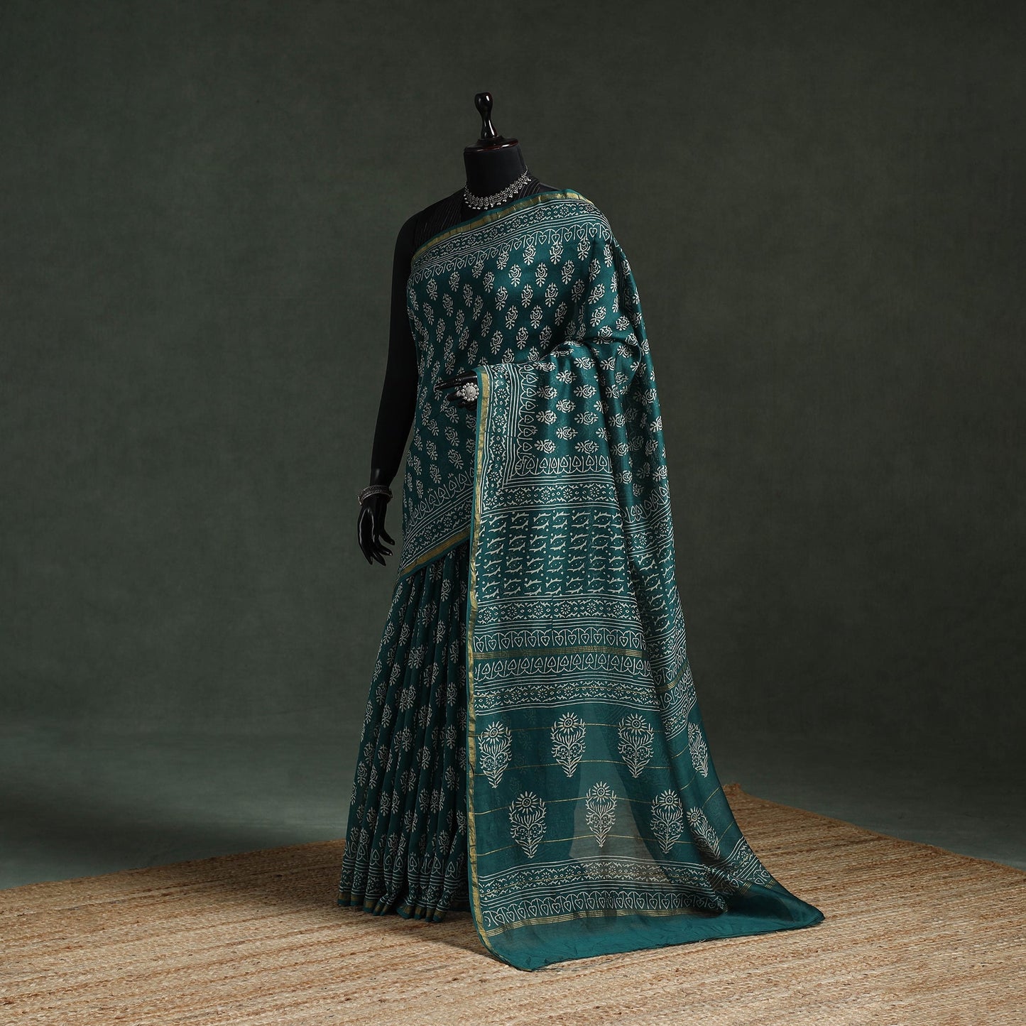 Chanderi silk hand block batik print saree 69 - handcrafted