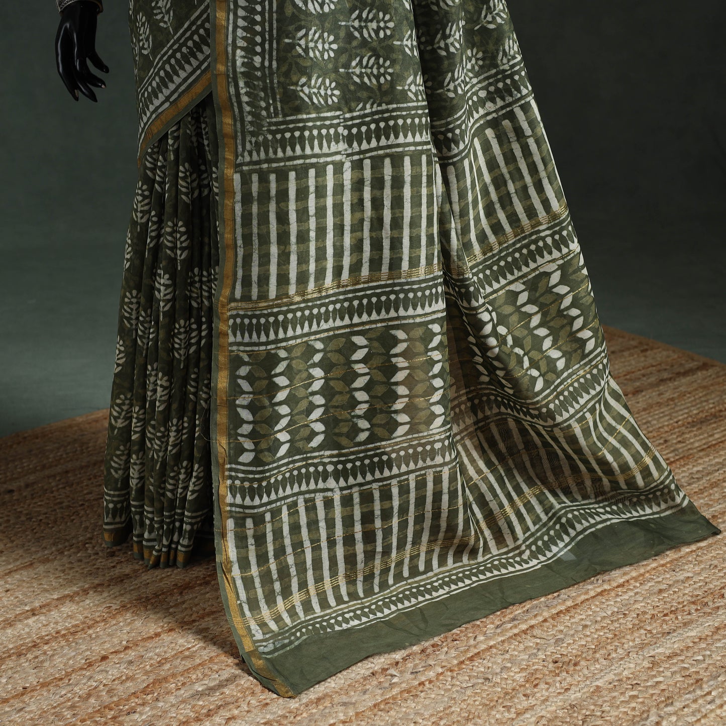 Chanderi silk hand block batik print saree 81 - handcrafted