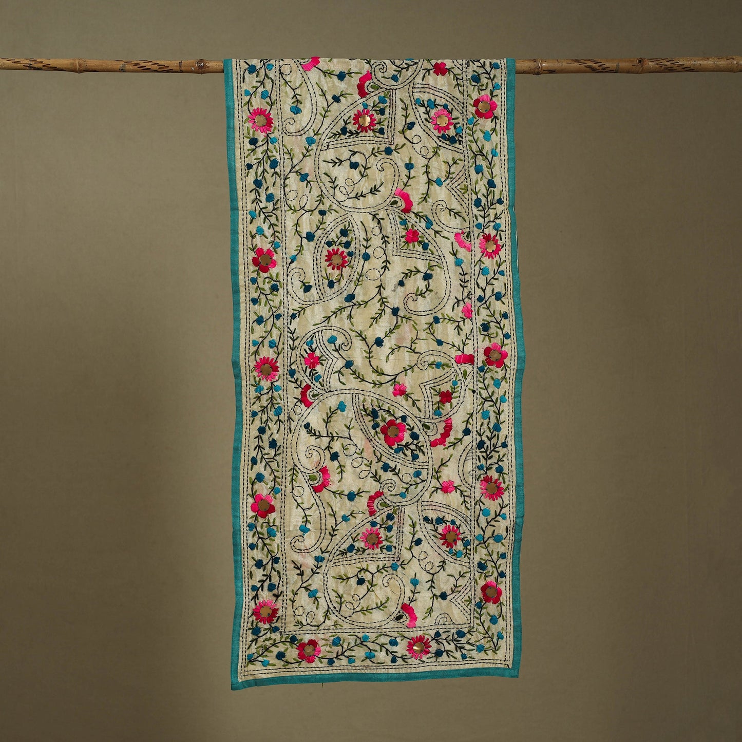 Buy Chanderi Silk Hand Embroidered Stole