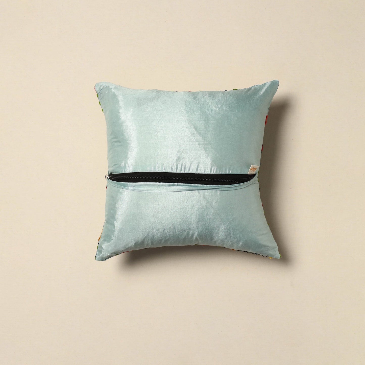 Chanderi silk hand embroidery cushion cover 08 - handcrafted