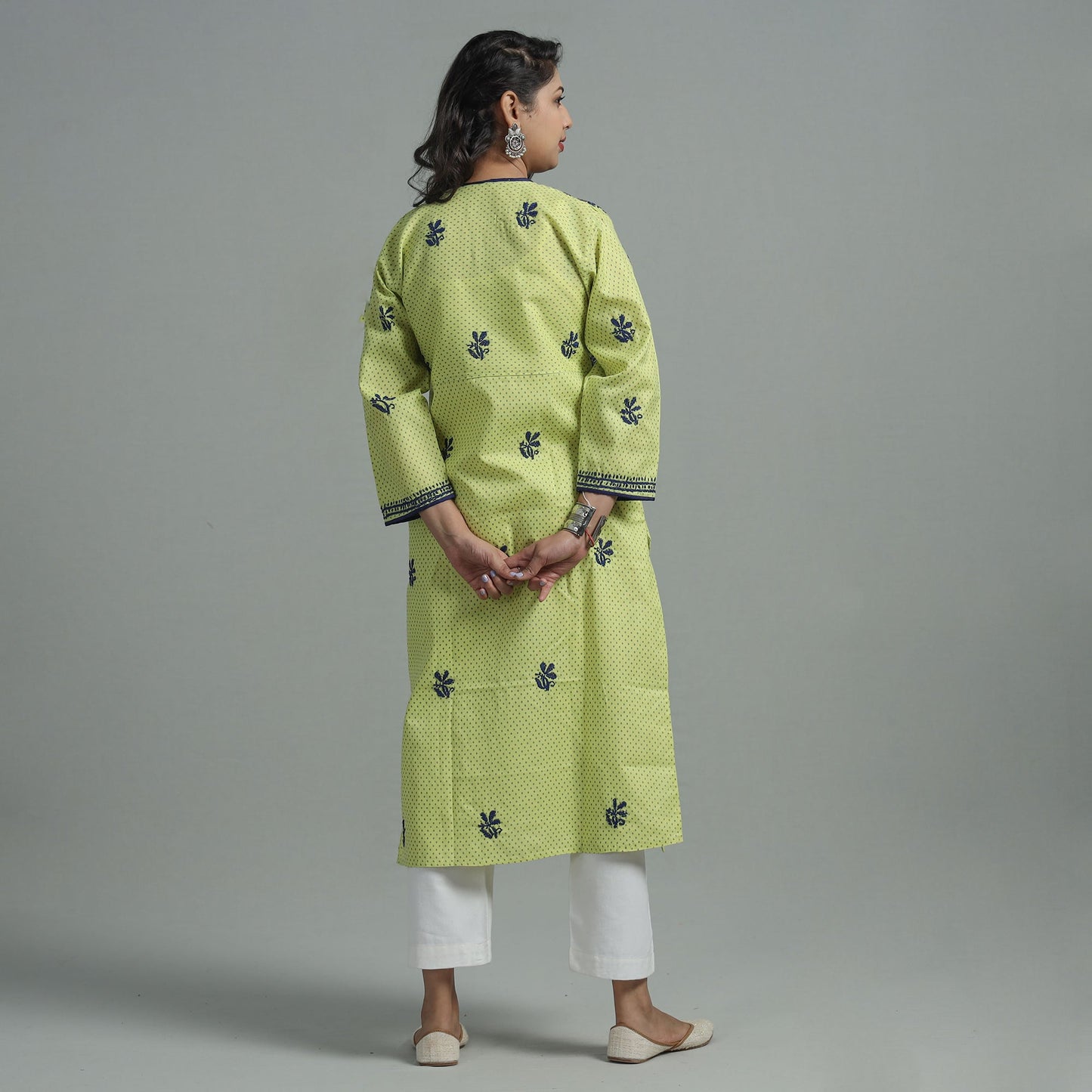 Chikankari Hand Embroidered Cotton Long Kurta for Women
