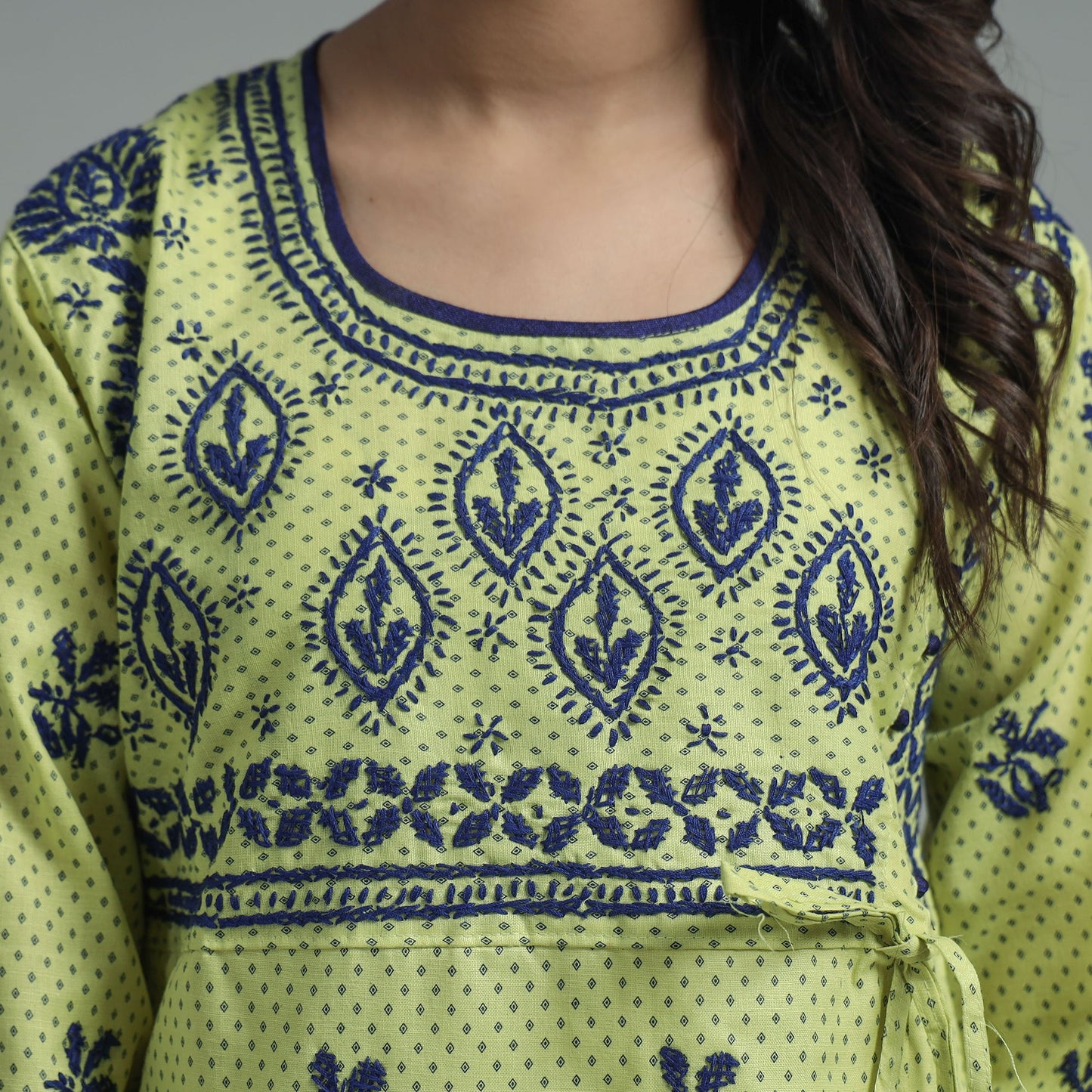 Chikankari Hand Embroidered Cotton Long Kurta for Women