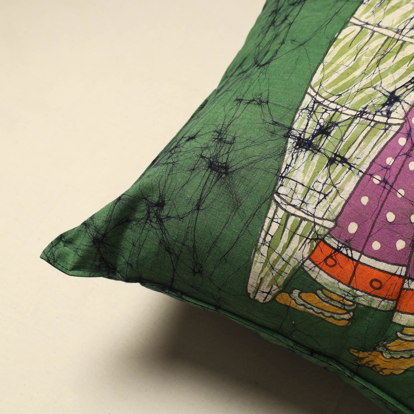 Green - cotton hand batik cushion cover (18 x 18 in) 54