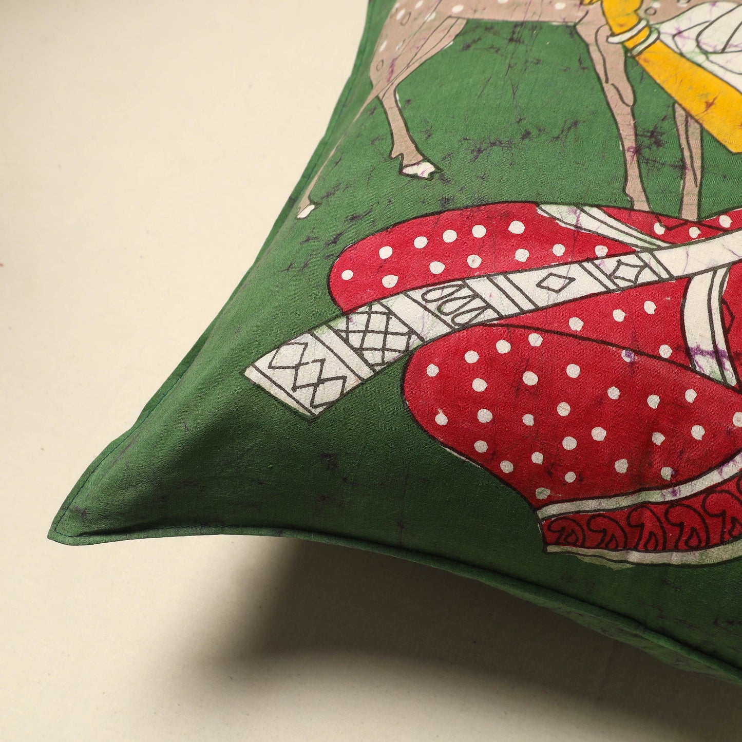 Green Cotton Hand Batik Cushion Cover