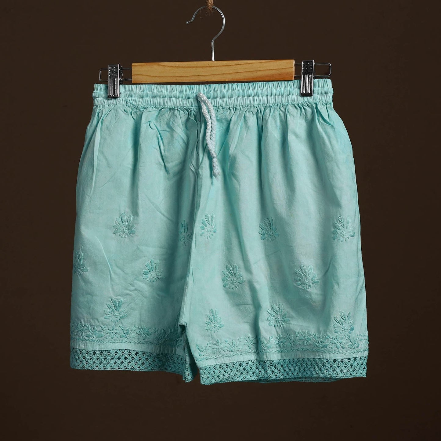 Green - cotton hand embroidery chikankari short 27