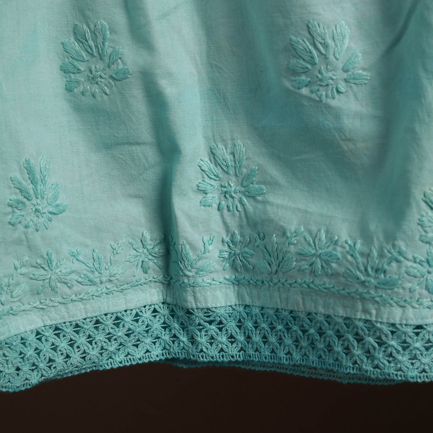 Green - cotton hand embroidery chikankari short 27