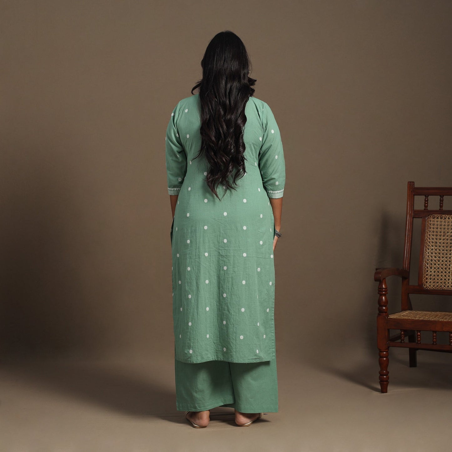 Green Cotton Jacquard Kurta Set (Set of 2)