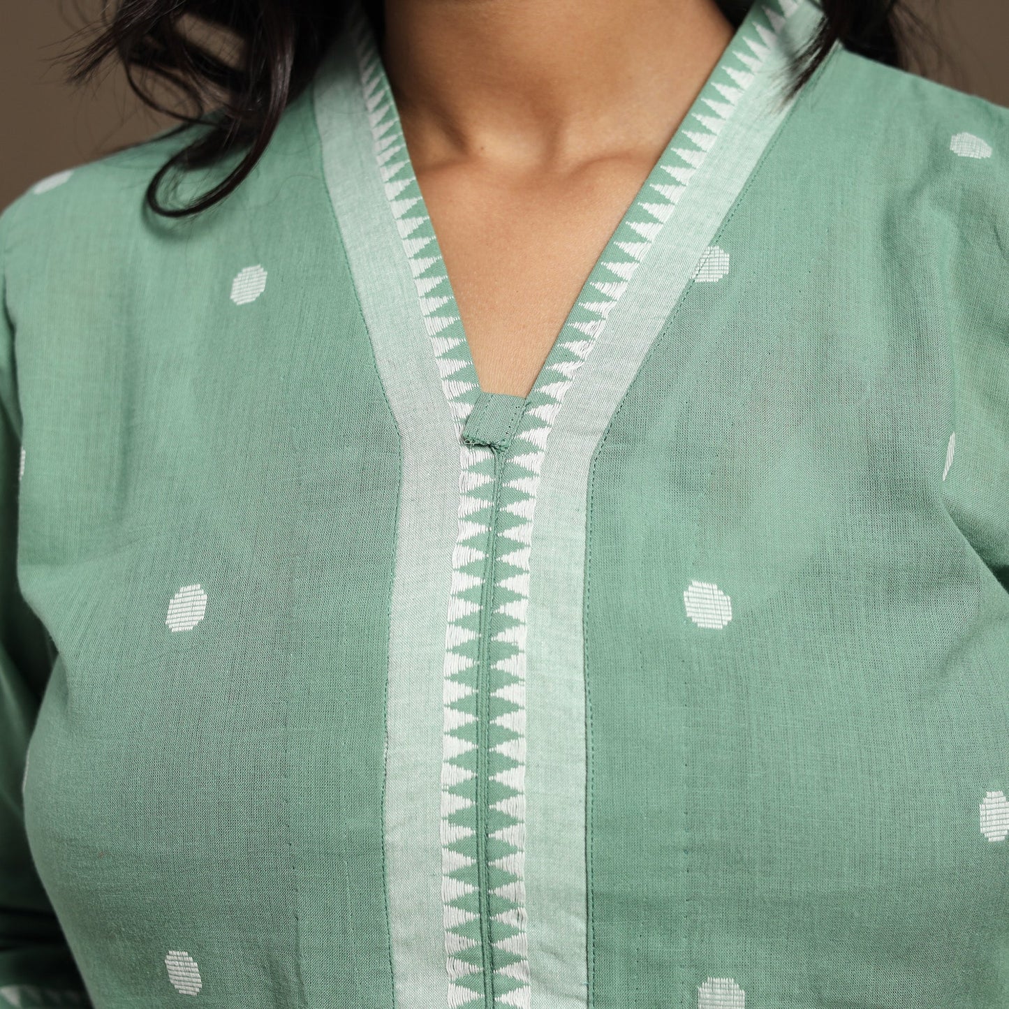Green Cotton Jacquard Kurta Set (Set of 2)