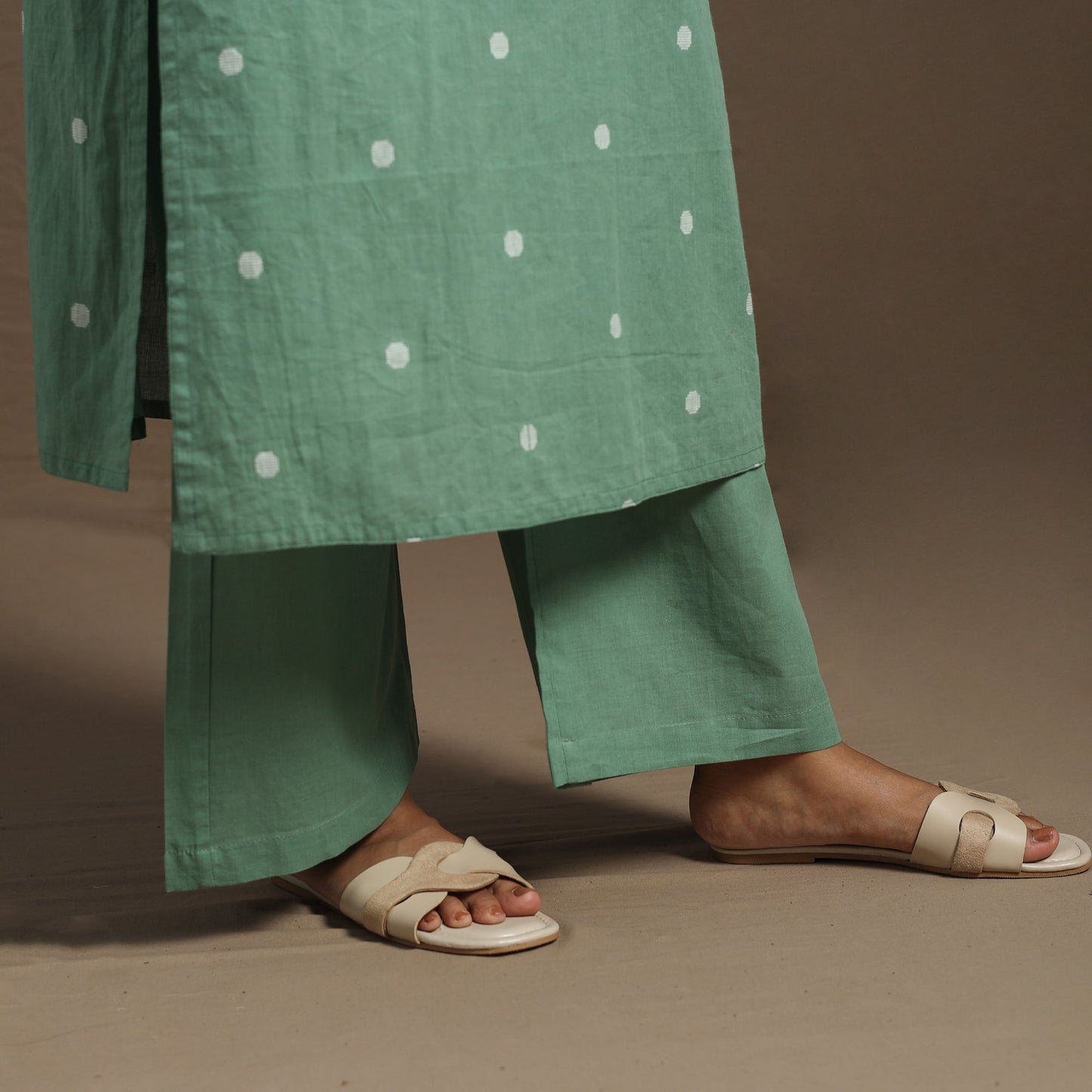 Green Cotton Jacquard Kurta Set (Set of 2)