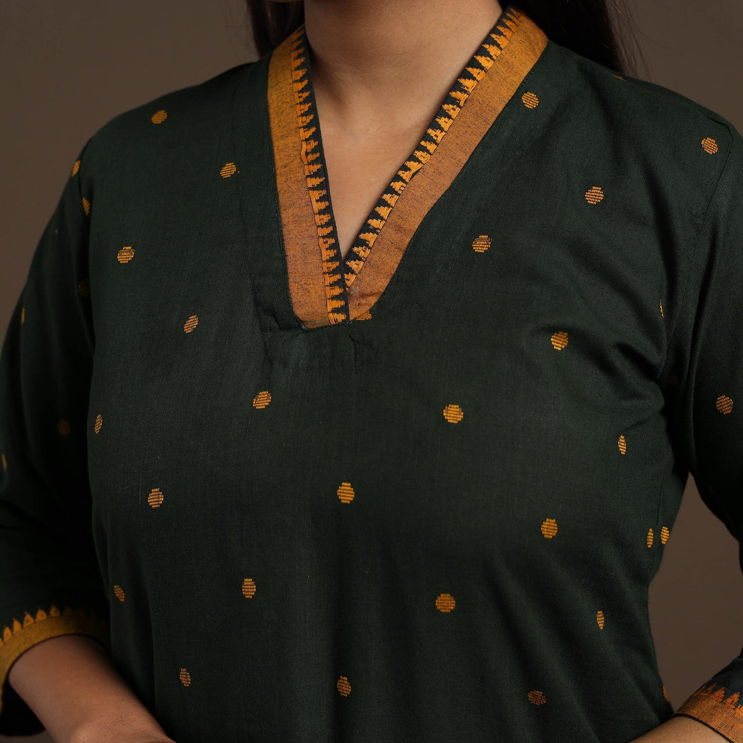 Green Cotton Jacquard Kurta Set (Set of 3)