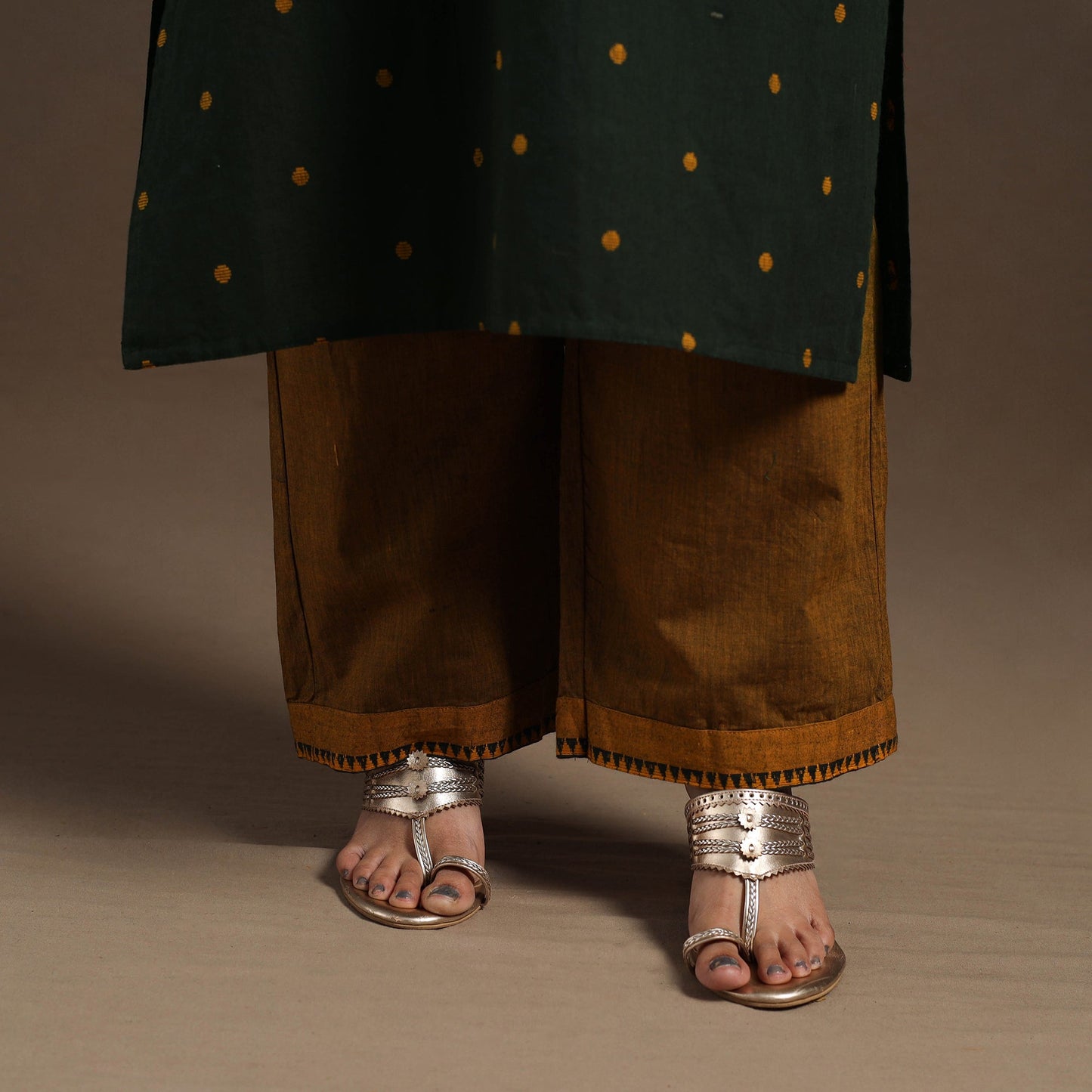 Green Cotton Jacquard Kurta Set (Set of 3)
