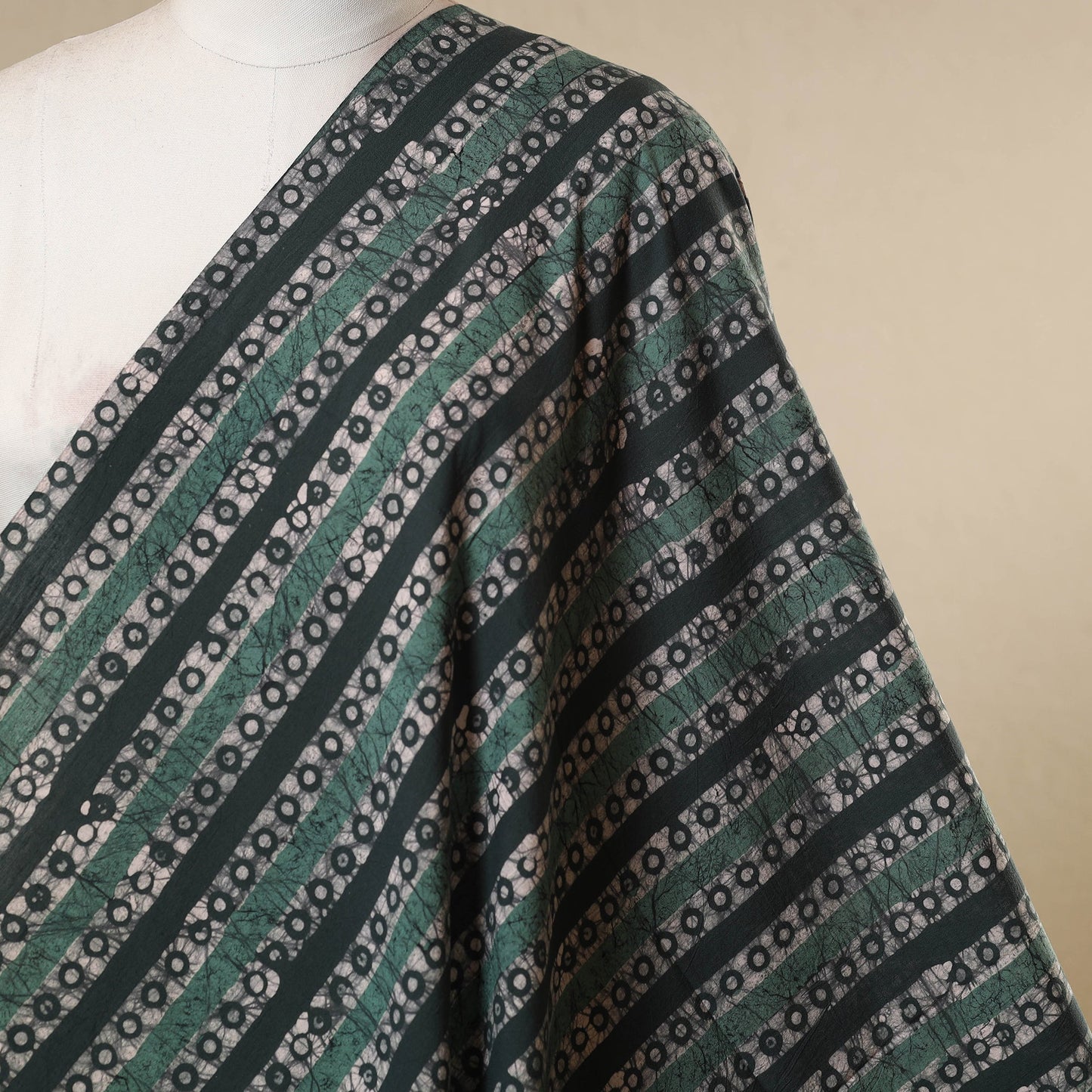 Green - cotton kutch batik fabric 14 - handcrafted