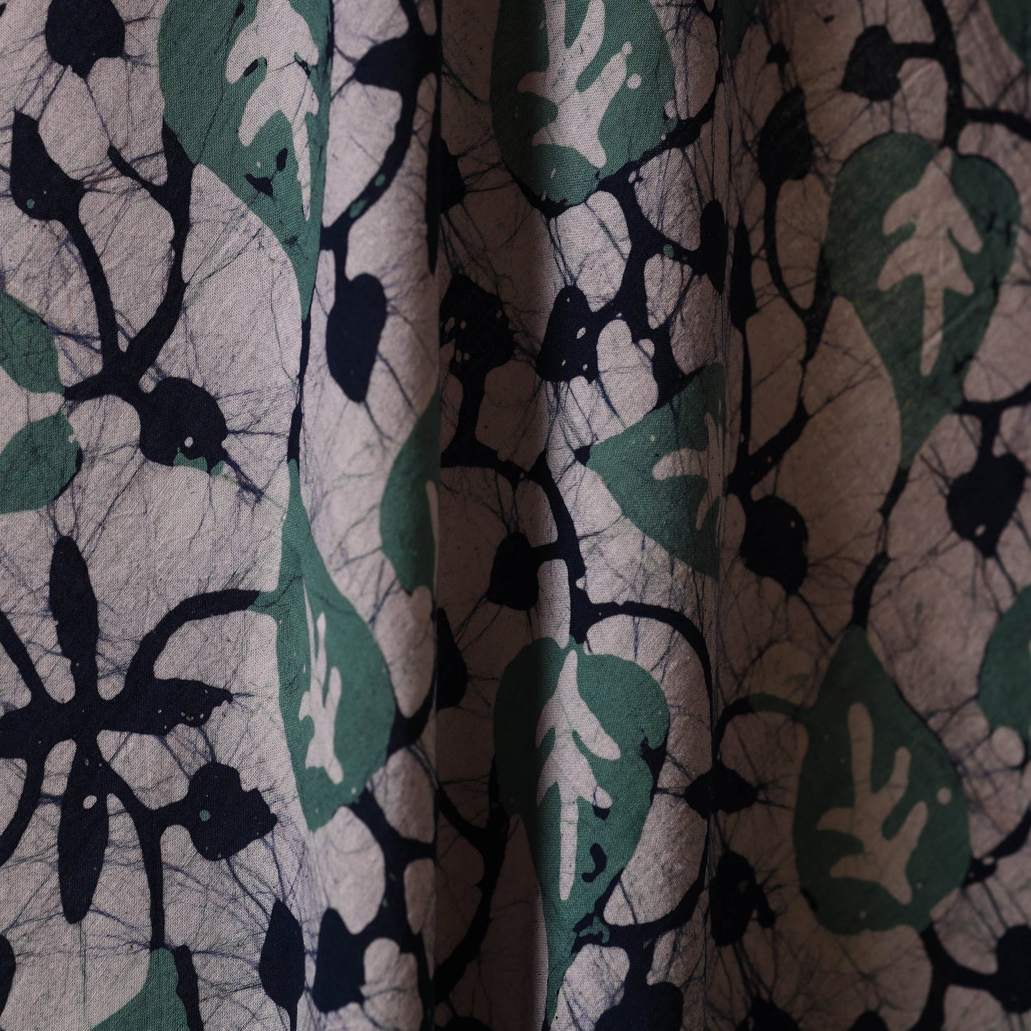 Green - cotton kutch batik fabric 41 - handcrafted