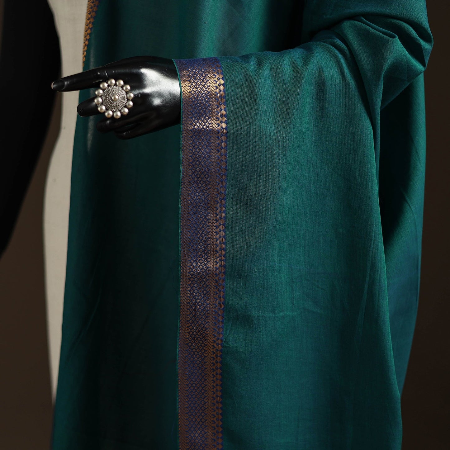 Cotton plain dupatta with thread border 39 - handcrafted