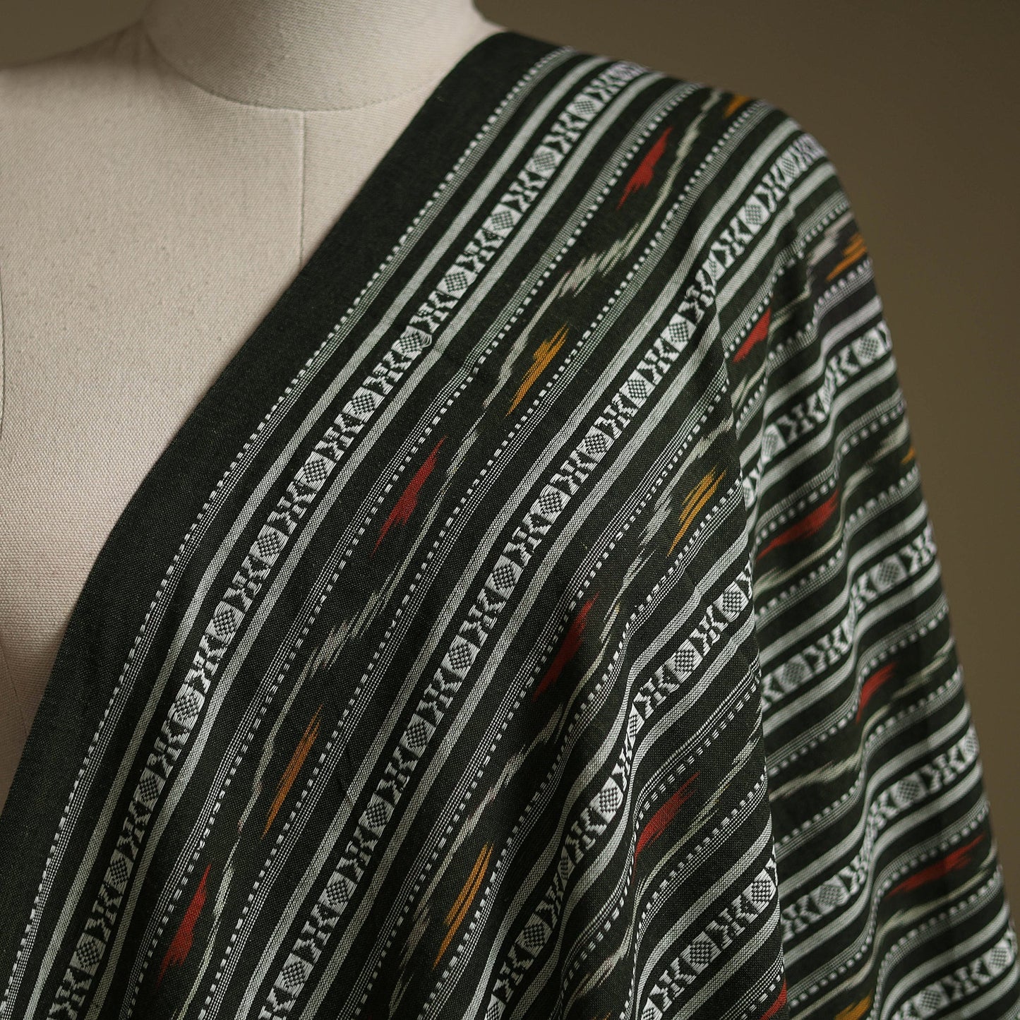 Cotton pochampally dabi ikat fabric 08 - handcrafted