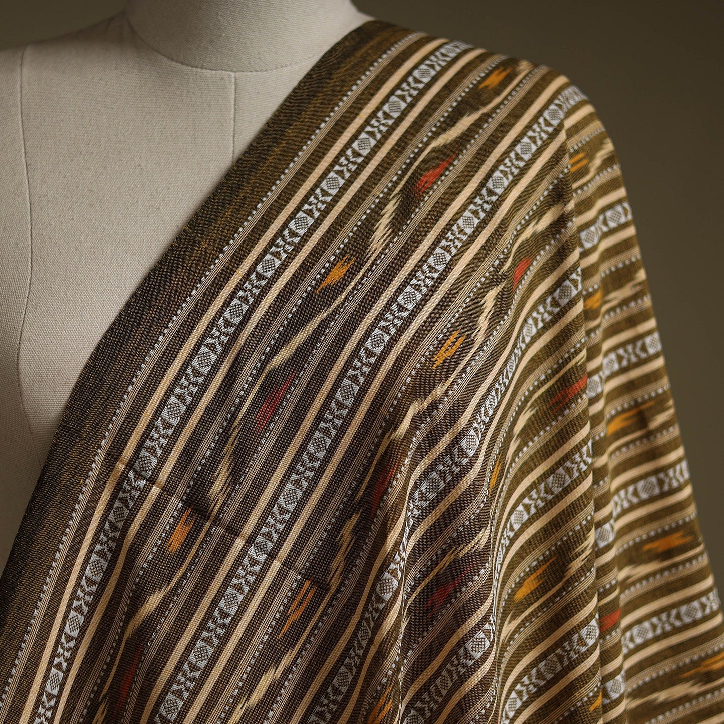 Cotton pochampally dabi ikat fabric 10 - handcrafted