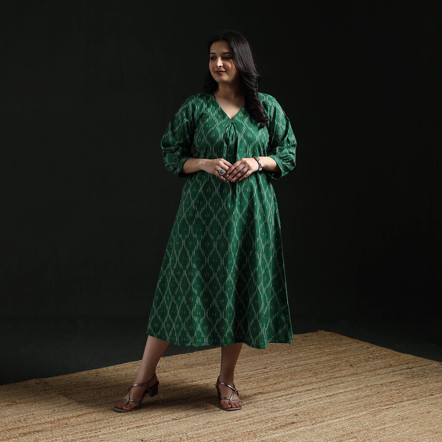 Cotton pochampally ikat dress 11 - handcrafted