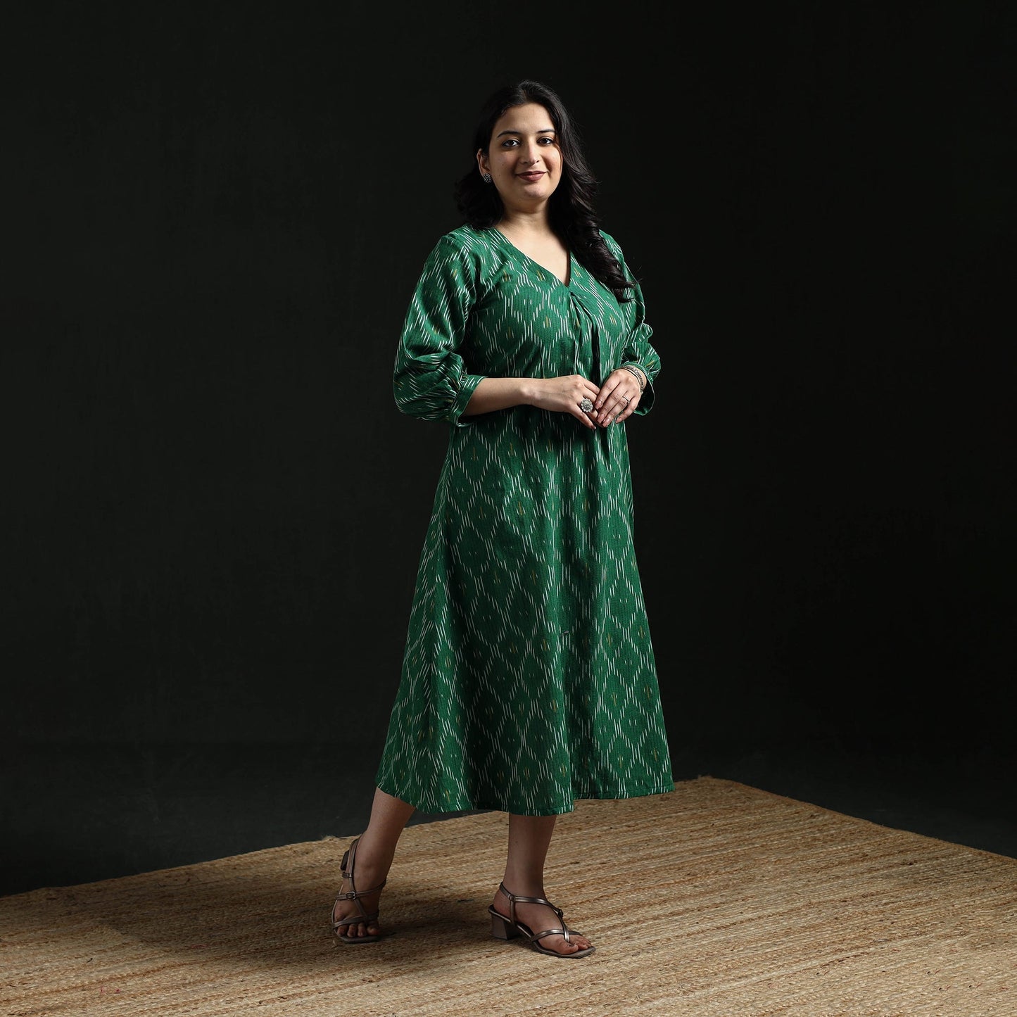 Cotton pochampally ikat dress 11 - handcrafted