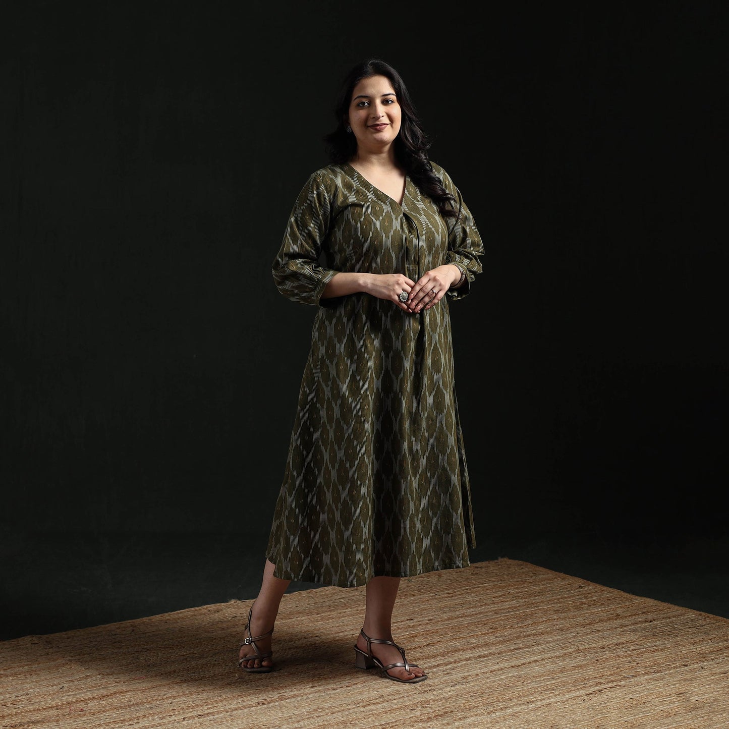 Cotton pochampally ikat dress 12 - handcrafted