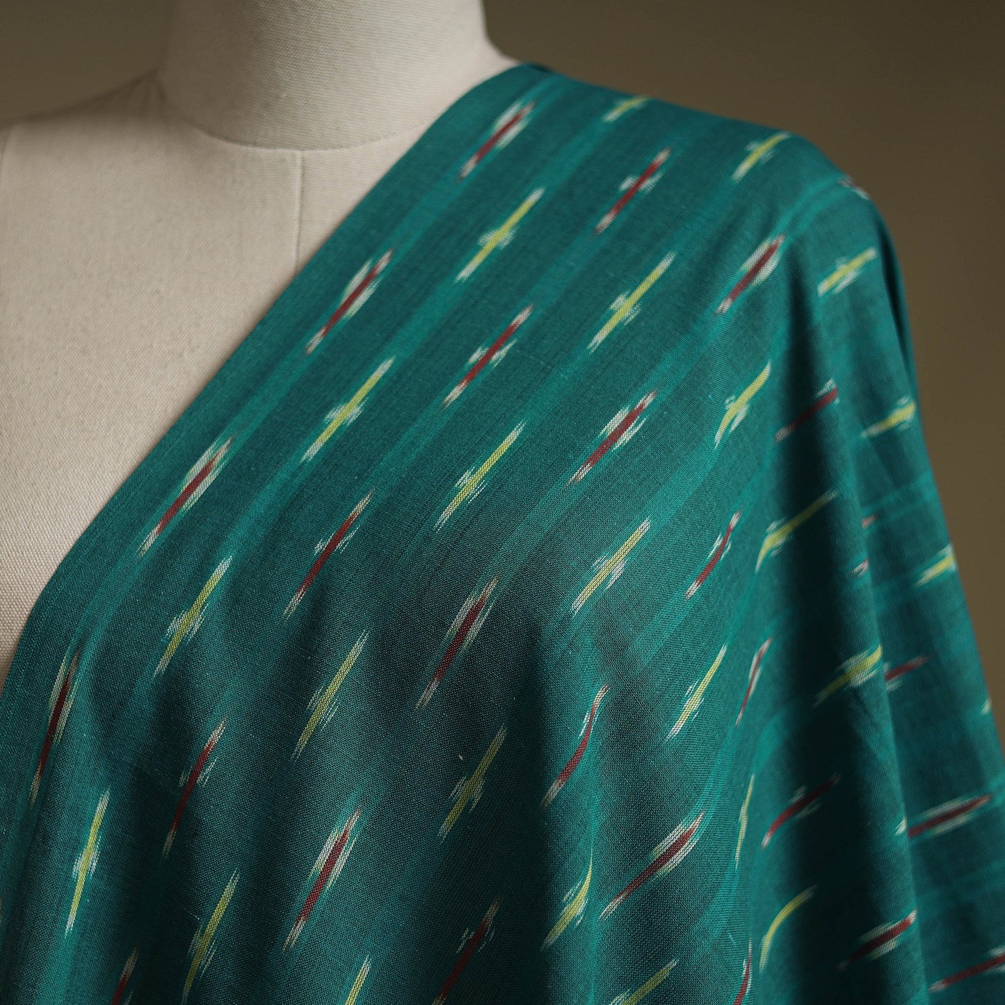 Green - cotton pochampally ikat fabric 13 - handcrafted