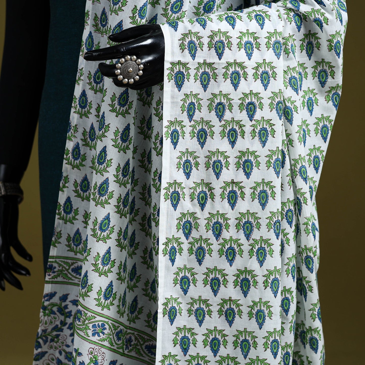 Cotton sanganeri floral dupatta 22 - handcrafted