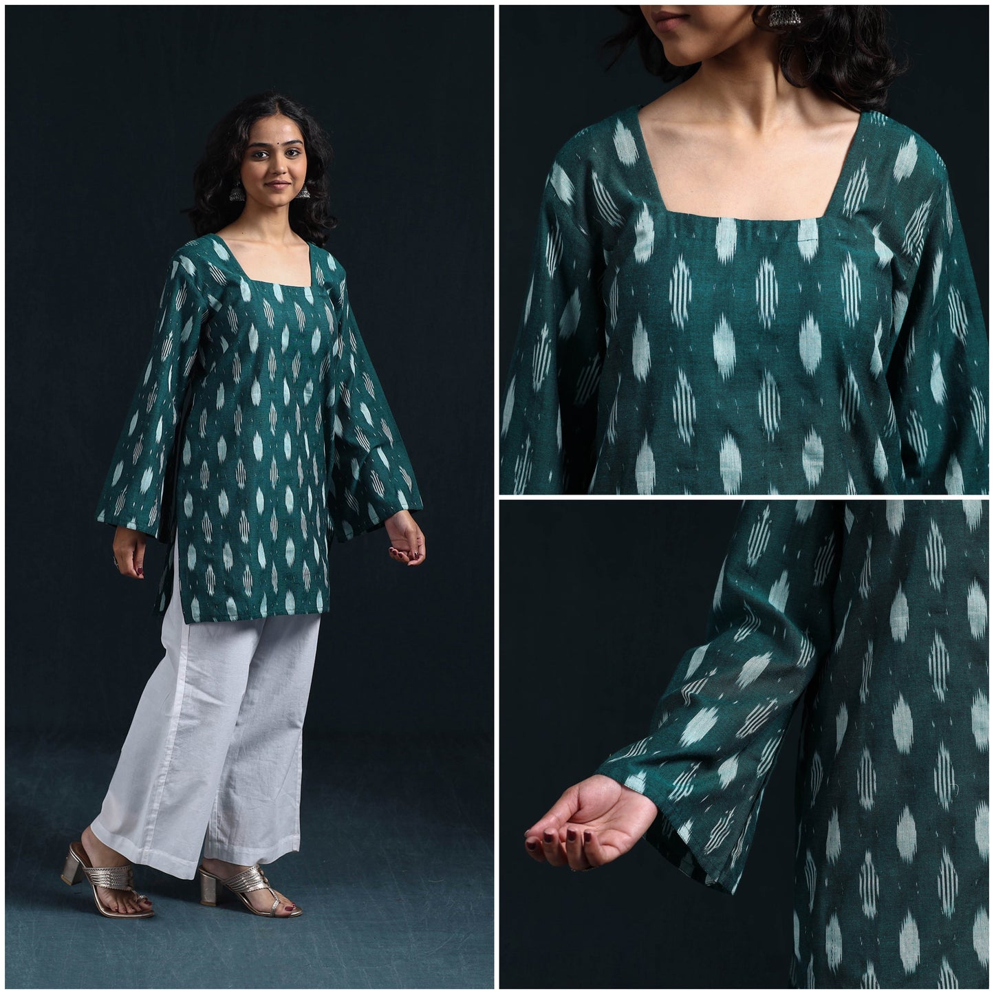 Cotton short pochampally ikat kurta for women 14