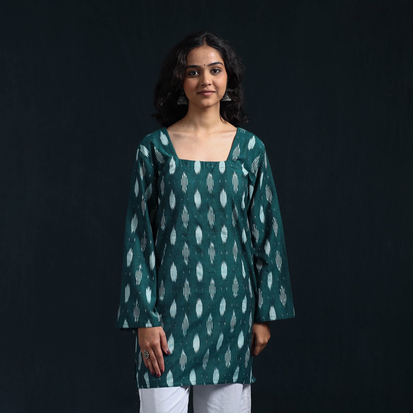 Cotton short pochampally ikat kurta for women 14