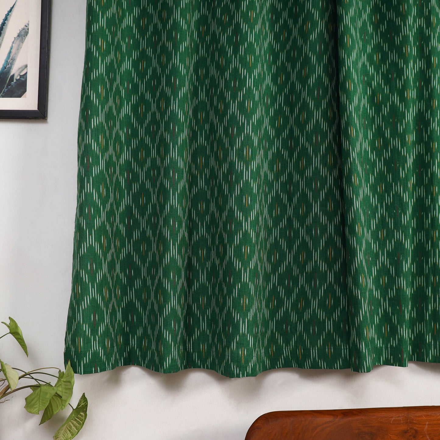 Green - cotton window pochampally ikat curtain (5 x 3 feet)