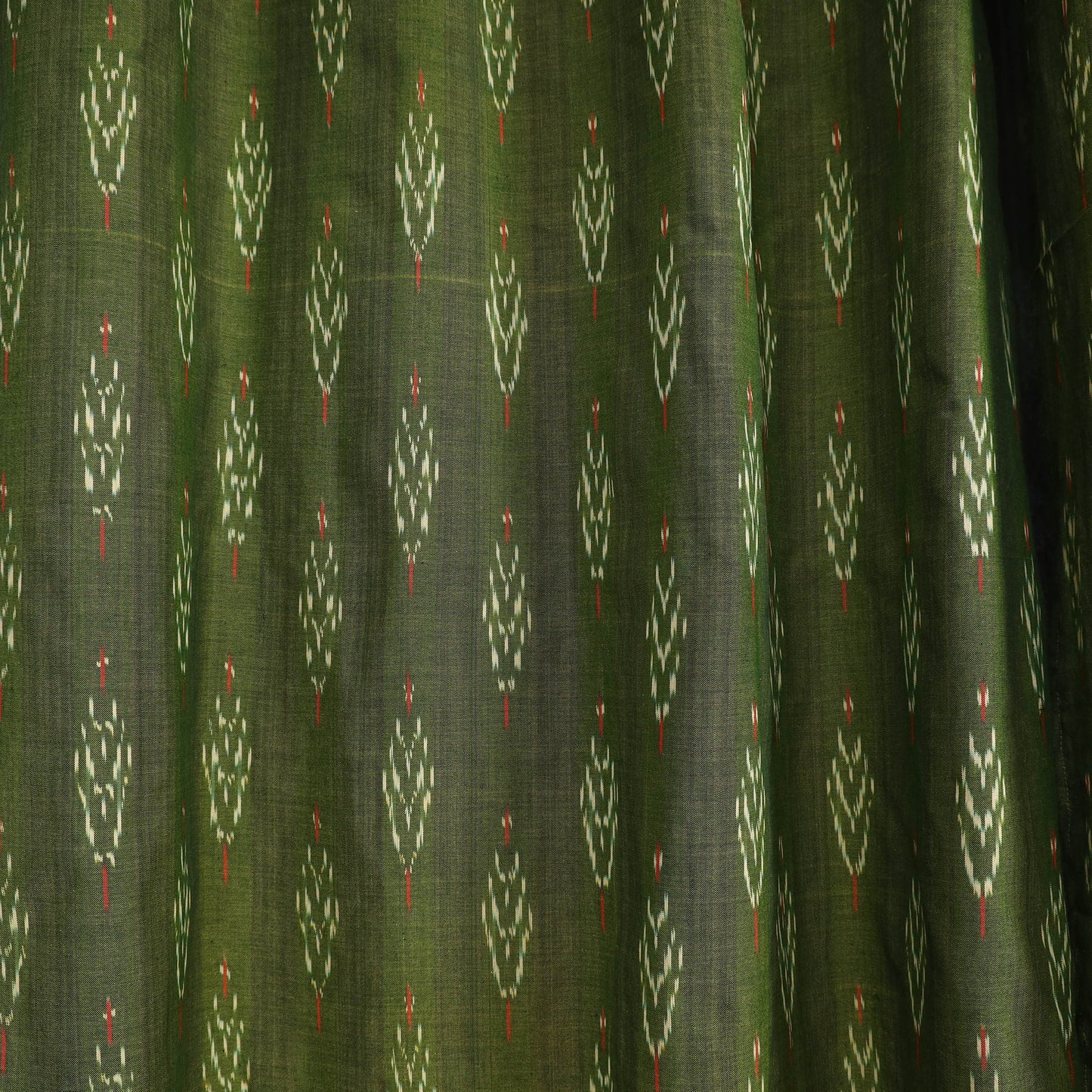 Green - cotton window pochampally ikat curtain (5 x 3 feet)