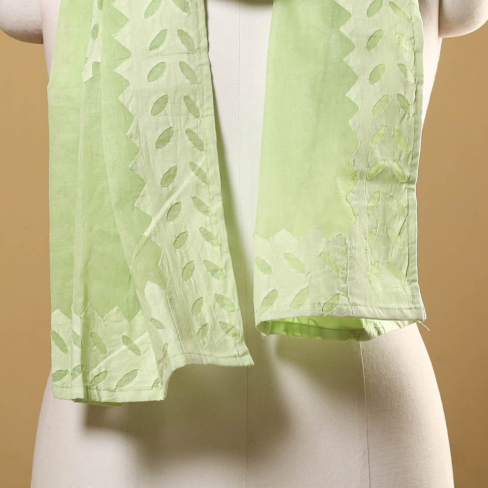 Green - cut work cotton barmer applique stole 20