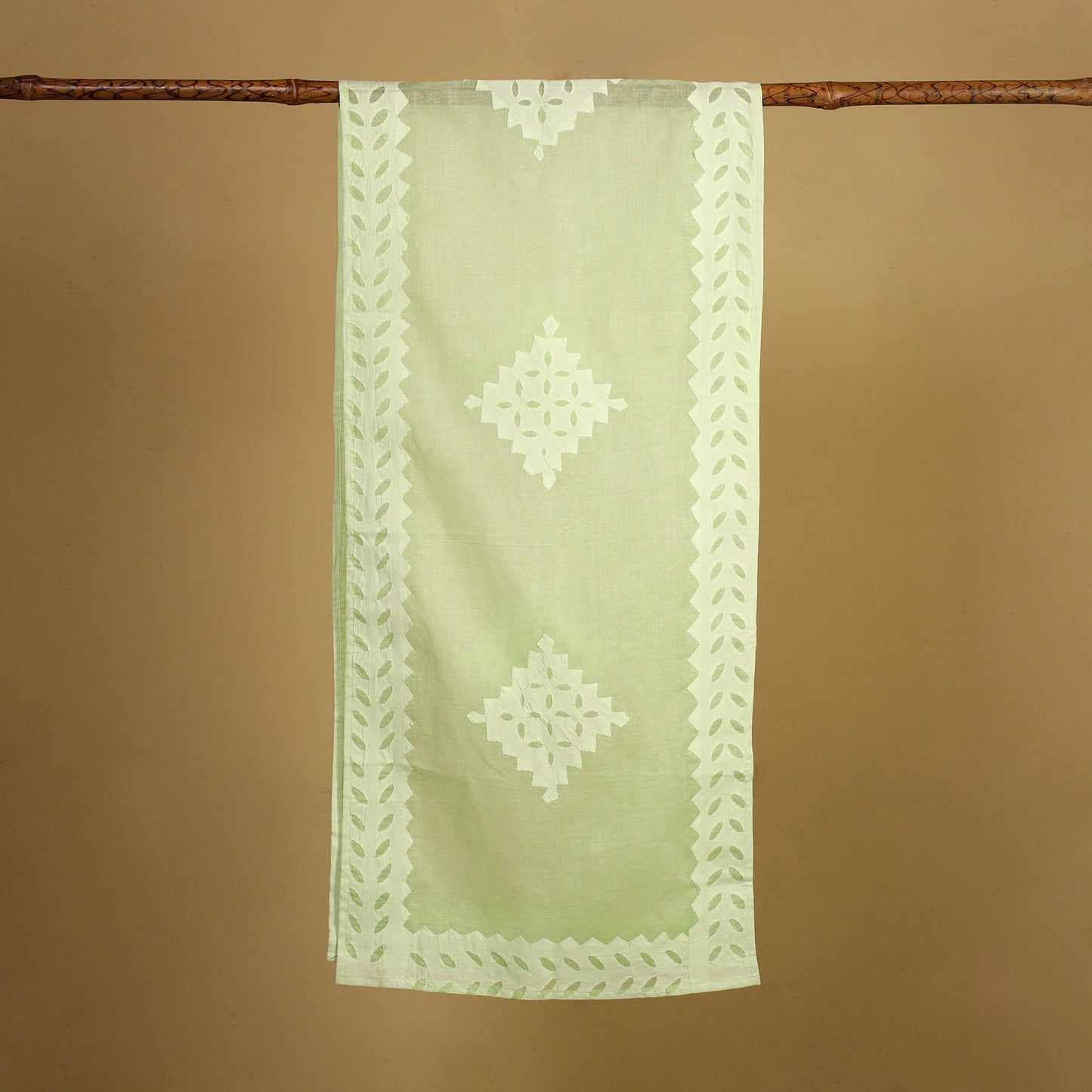 Green - cut work cotton barmer applique stole 20