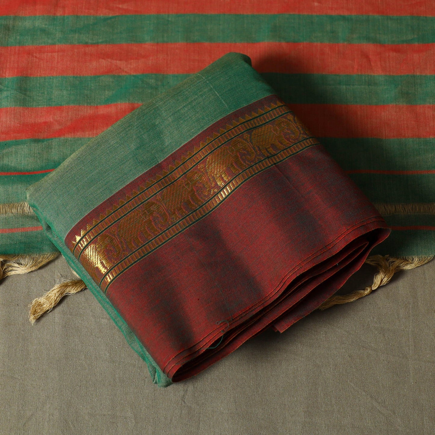 Dharwad cotton 3pc unstitched dress material with border