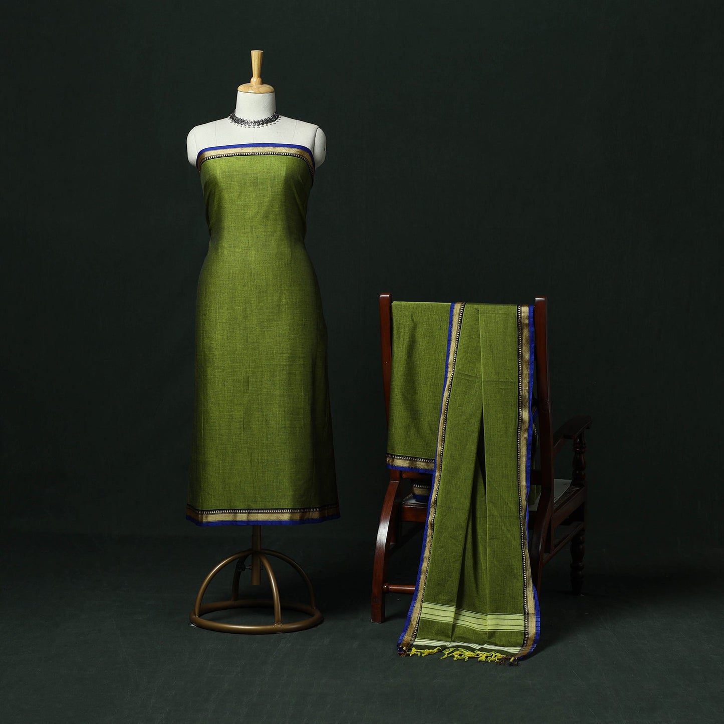 Dharwad cotton 3pc unstitched dress material with thread