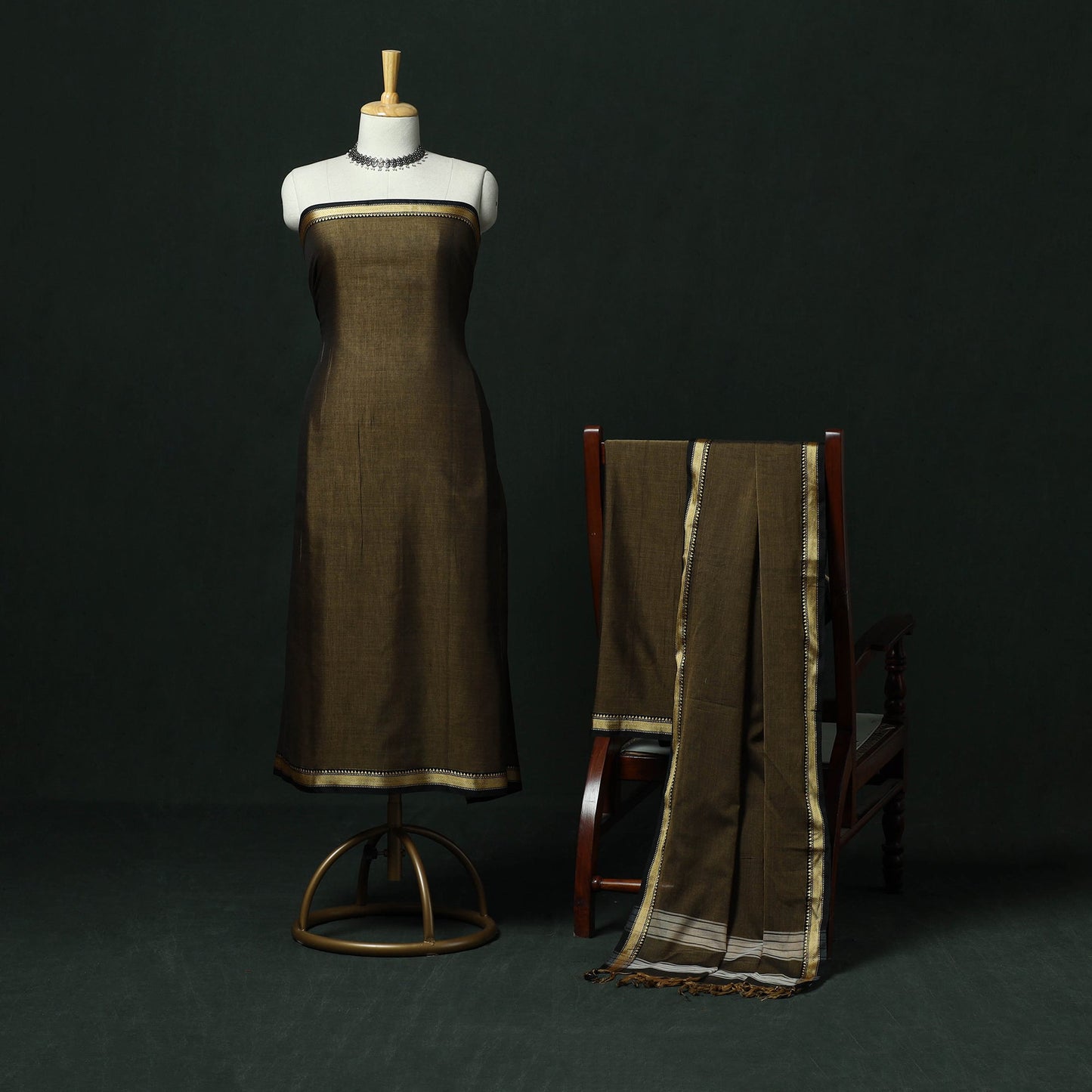 Dharwad cotton 3pc unstitched dress material with thread