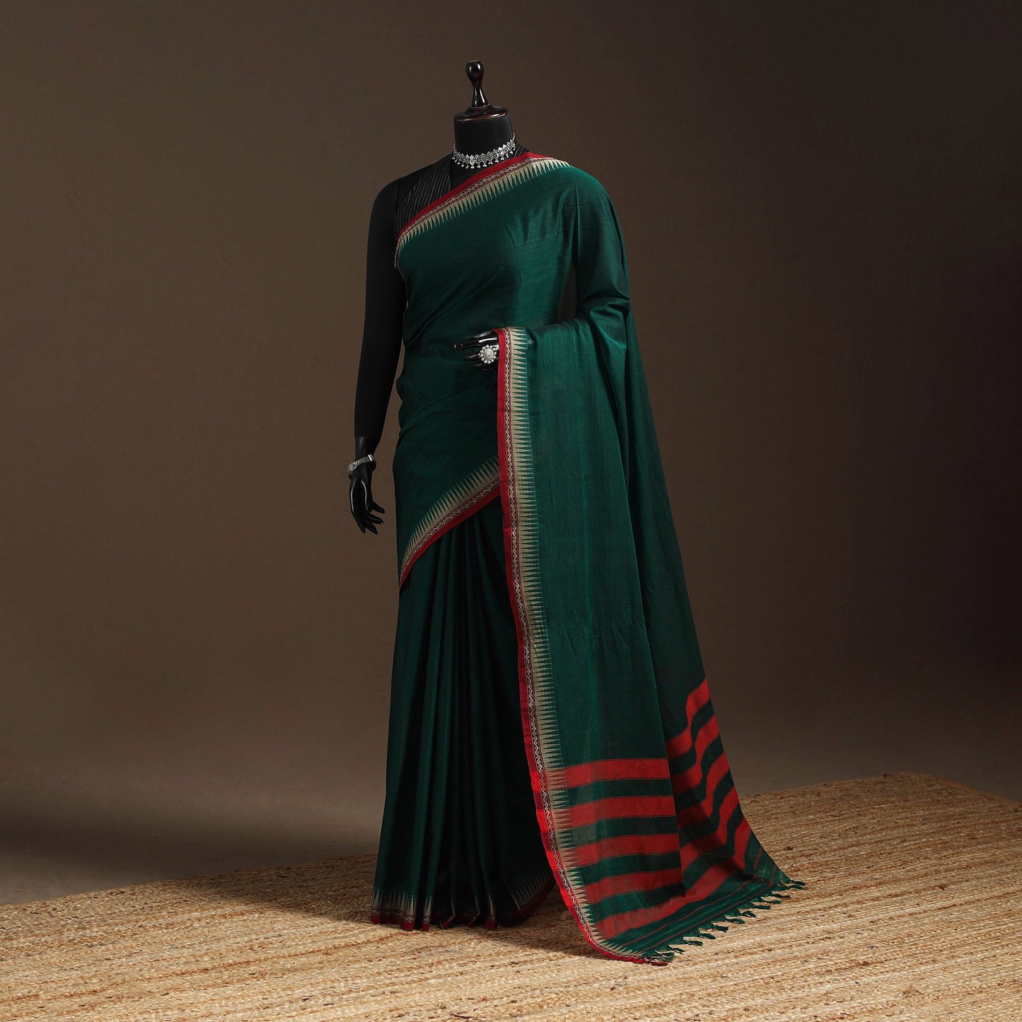 Dharwad cotton saree with border 08 - handcrafted